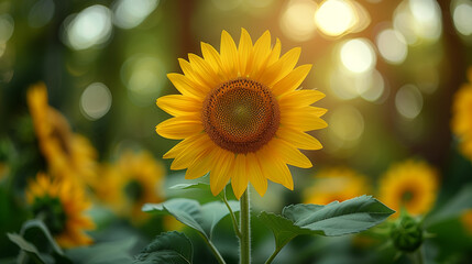 Naklejka premium Close-Up Shot of a Sunflower in Full Bloom Highlighting Intricate Petals and Center