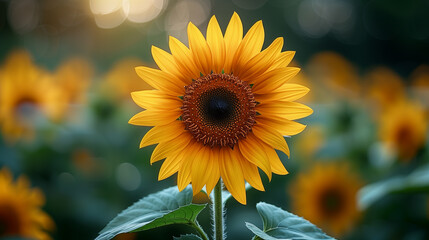 Close-Up Shot of a Sunflower in Full Bloom Highlighting Intricate Petals and Center