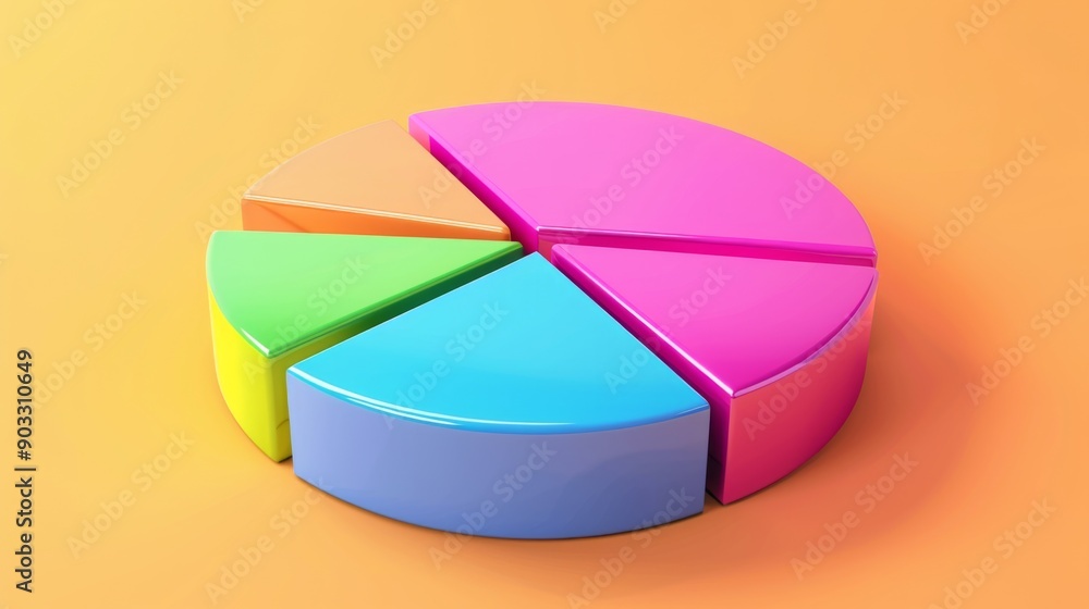 Aufkleber 3d pie chart with different segments in vibrant colors, highlighting data distribution
