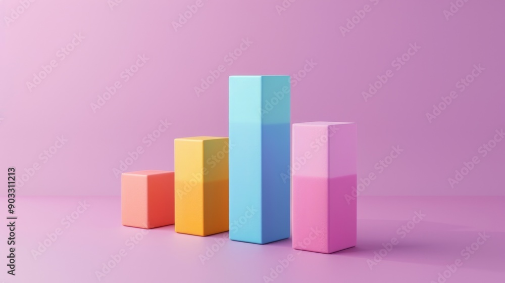 Poster 3d stacked bar graph showing quarterly earnings breakdown by product category.
