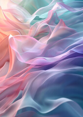 Fototapeta premium Elegant pastel abstract background with flowing silk-like textures in pink, purple, blue, and green