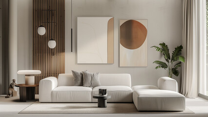 Modern Art and Minimalist Decor in Living Room