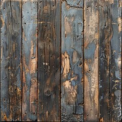 Weathered wooden planks with blue paint peeling off
