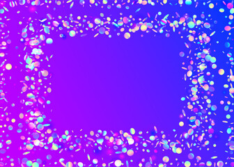 Transparent Glitter. Digital Banner. Disco Isolated Cristals. Falling Poster. Happy Concept. Iridescent Effect. Pink Light Background. Party Sparkle. Blue Transparent Glitter