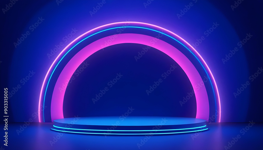 Wall mural Neon glow background podium sale promo discount 3