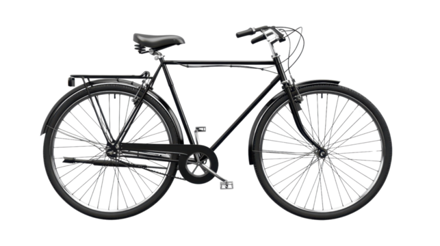 Old retro bicycle on transparent background