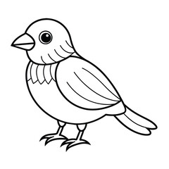 Cute Bird Line Art Vector Illustration