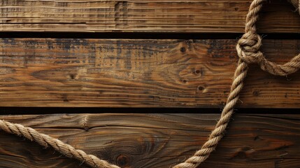 Vivid rope on wooden surface with empty space