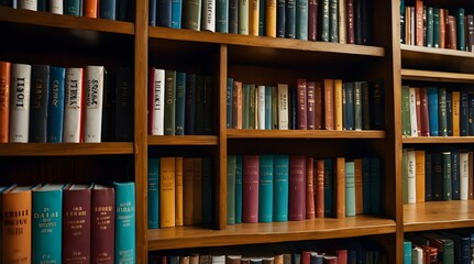 bookcase in the reading room of the library in a colorful state