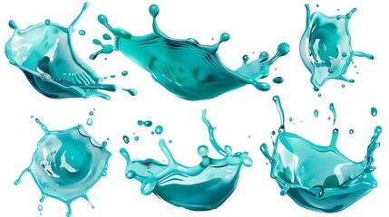 Fun and bright teal splash shapes on a white background.