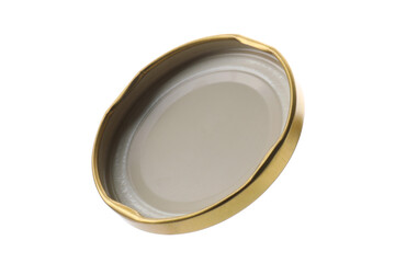 One golden jar lid isolated on white