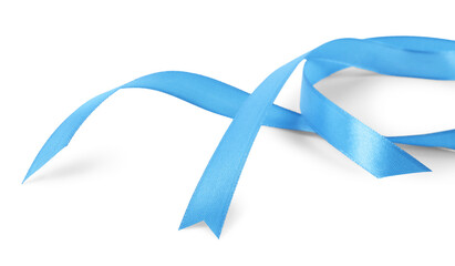 Beautiful light blue ribbon isolated on white