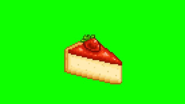Strawberry cheesecake, pixel art food animation