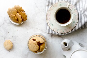 Coffee and Homemade Cookies Flat Lay