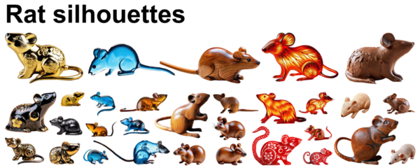 rat silhouette mouse collection astrology set group