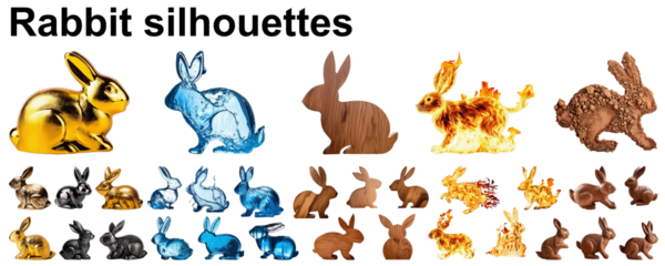 rabbit silhouette bunny collection astrology set group