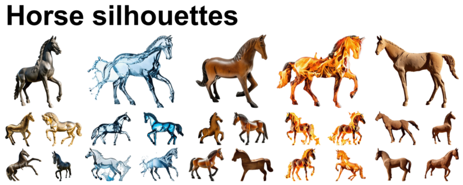 horse silhouette equine collection astrology set group