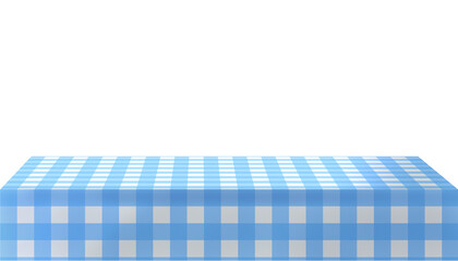 illustration of a Checkered table cloth on a table on a transparent background, gingham tablecloth, tabletop,  picnic cloth, countertop, counter, kitchen counter, dining table, plaid cloth, isolated