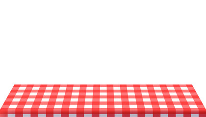 illustration of a Checkered table cloth on a table on a transparent background, gingham tablecloth, tabletop,  picnic cloth, countertop, counter, kitchen counter, dining table, plaid cloth, isolated