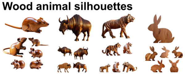 wood animal silhouette wooden collection astrology set