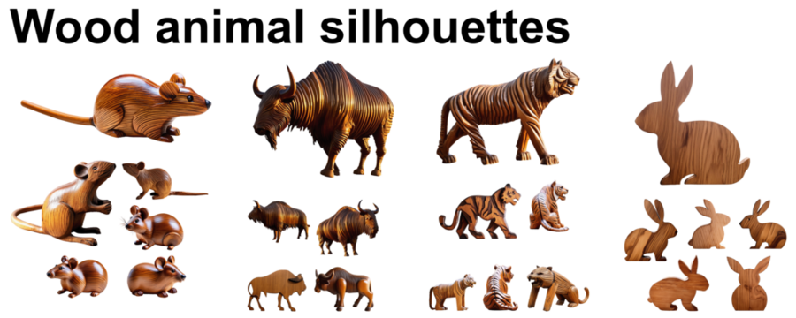 wood animal silhouette wooden collection astrology set