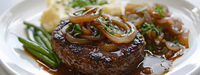 Juicy Hamburger Steak with Sweet Onions and Savory Gravy