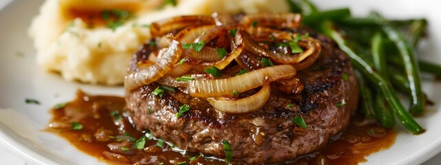 Juicy Hamburger Steak with Sweet Onions and Savory Gravy