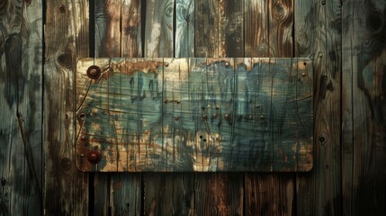 Vintage Wooden Background with Grungy Texture and Retro Signboard