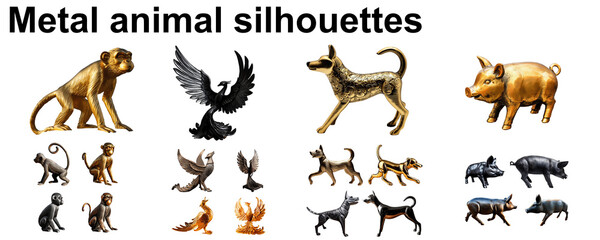 metal animal silhouette golden collection astrology set