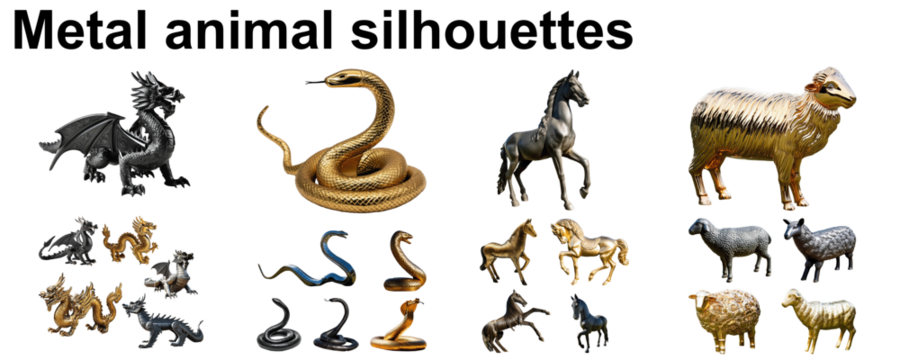 metal animal silhouette steel collection astrology set