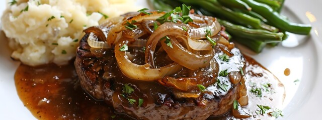 Juicy Hamburger Steak with Sweet Onions and Savory Gravy