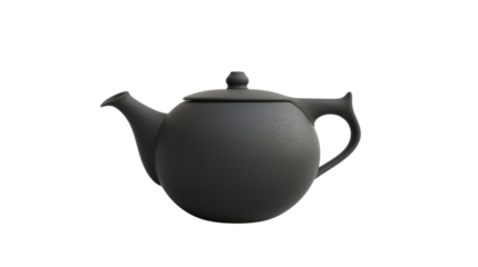 Teapot black coffeepot on transparent background