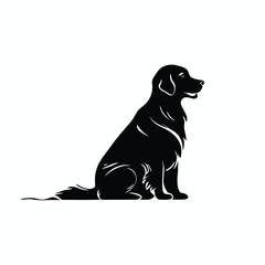 Golden Retriever dog silhouette set animals vector template