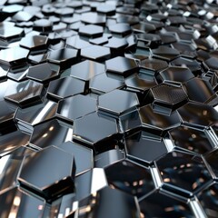 Obraz premium 3D background with hexagons creating a mosaic of reflective surfaces