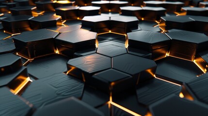 Fototapeta premium 3D background with large hexagons serving as platforms in a virtual space
