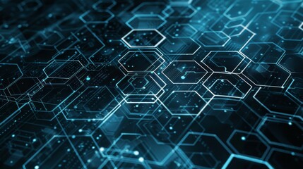 3D hexagon background with an architectural blueprint feel and technical lines