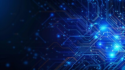 Fototapeta premium Hightech abstract background with circuit lines and digital pixels