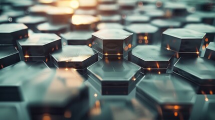 Obraz premium Dynamic 3D hexagon background with moving elements and interactive design