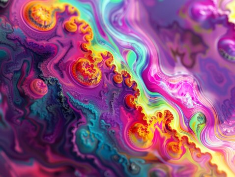 Psychedelic abstract background with swirling patterns and vivid hues
