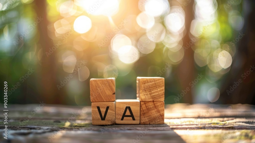 Canvas Prints Wooden Blocks Spelling VA on a Table