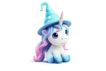 Little Unicorn with a wizard hat