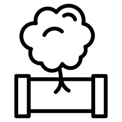 Smoking industrial icon. Dirty production destroying ecology with air pollution.