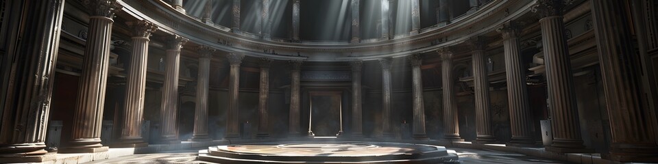 Fototapeta premium Grand Roman Interior with Pillars and Stairs.