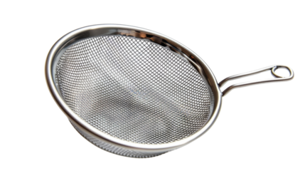 Mesh strainer on transparent background