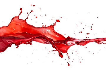 Red liquid splashing in the air on a white background.

