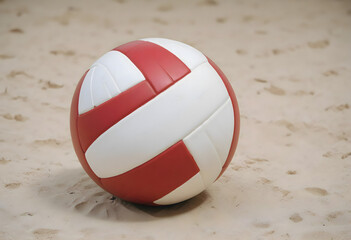 Concept photo of a volleyball ball on the beach with space for text