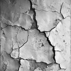 Obraz premium Close-up of a cracked and weathered wall surface.