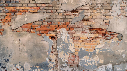 Old brick wall damaged background
