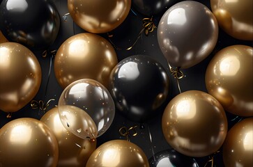Elegant Celebration: Gold and Black Balloons