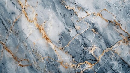 Close-up of blue marble with golden veins.